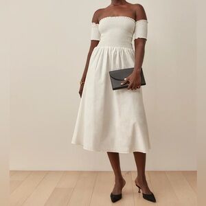 NWT Reformation Westley Midi Dress in White Size Large